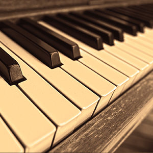 Close up of piano keyboard